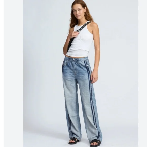 Rag & Bone Miramar Wide Leg Track Jean In Coney S NWT - Picture 9 of 16
